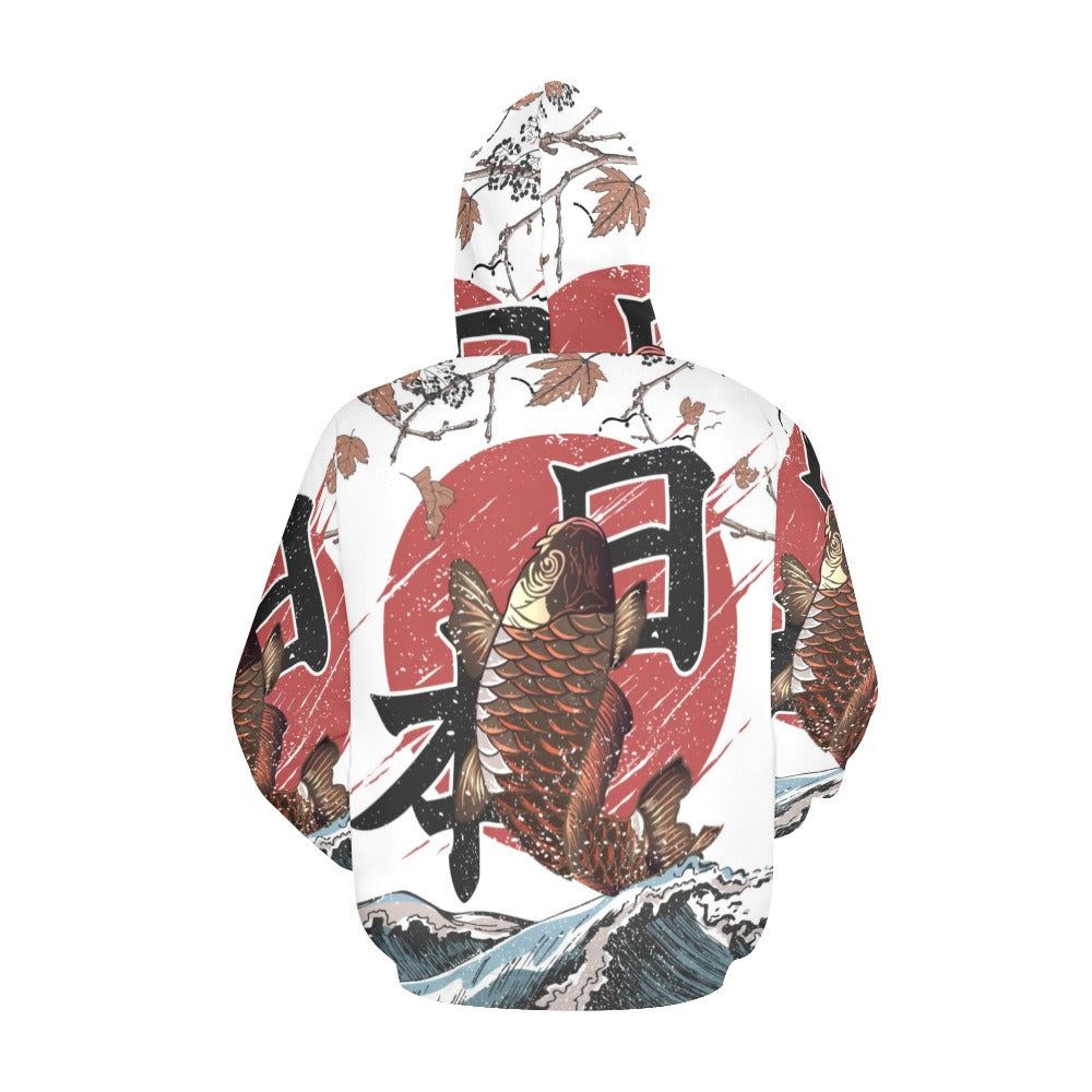 Koi Fish Fly Waves All Over Print Hoodie