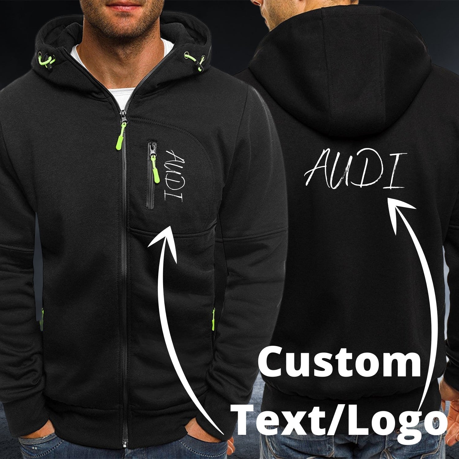 Personalised Custom Text/Logo Black Autumn Hoodie - Top Content | POD Collection | Free Shipping