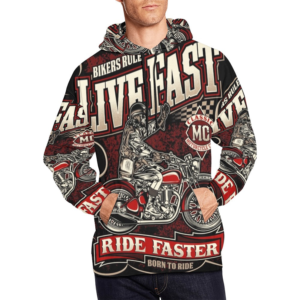 Live Fast Die Last Biker All Over Print Hoodie