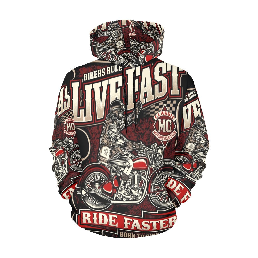 Live Fast Die Last Biker All Over Print Hoodie