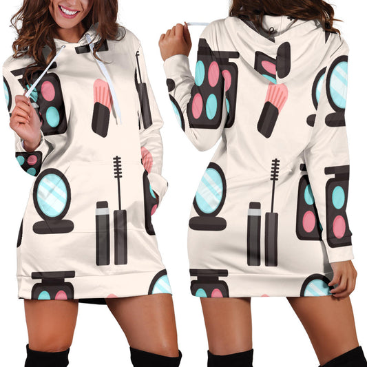 Make Up Pattern Hoodie Dress