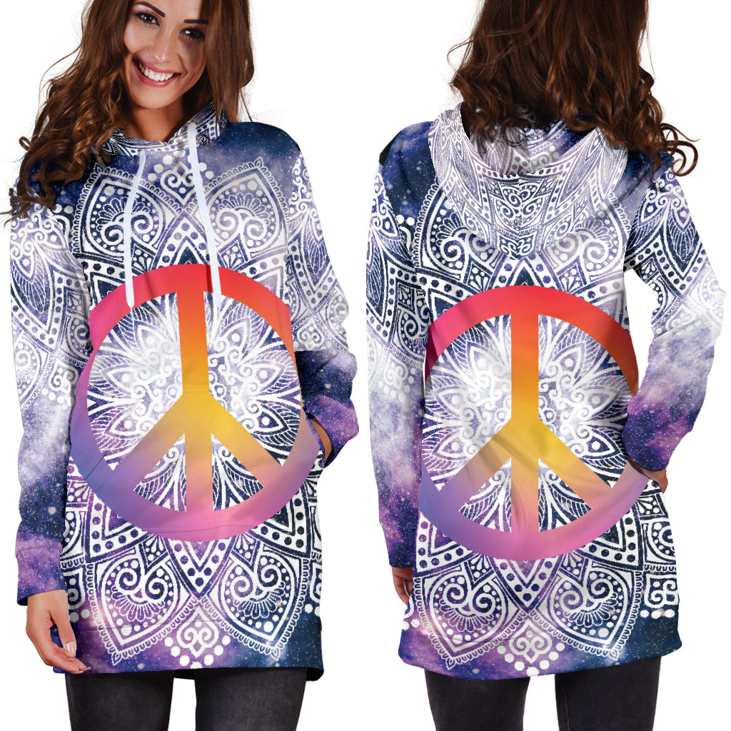 Mandala Peace Hoodie Dress