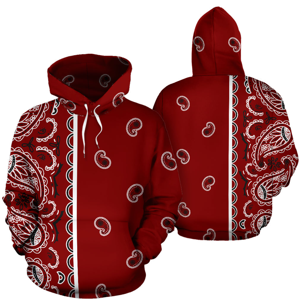 Maroon Red Bandana Asymmetrical Pullover Hoodie - Top Content | POD Collection | Free Shipping