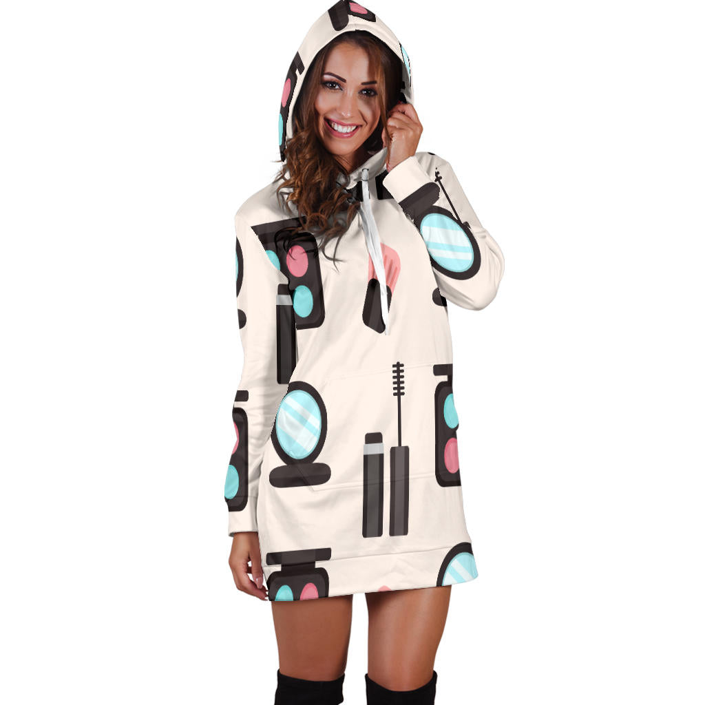 Make Up Pattern Hoodie Dress